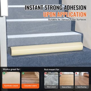 Película de Protección para Alfombra, 24" x 200' Escudo para Suelos y Superficies con Respaldo Autoadhesivo e Instalación Fácil, Rollo de Protector de Alfombra de Polietileno para Construcción y R...