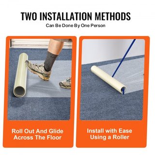 Película de Protección para Alfombra, 24" x 200' Escudo para Suelos y Superficies con Respaldo Autoadhesivo e Instalación Fácil, Rollo de Protector de Alfombra de Polietileno para Construcción y R...