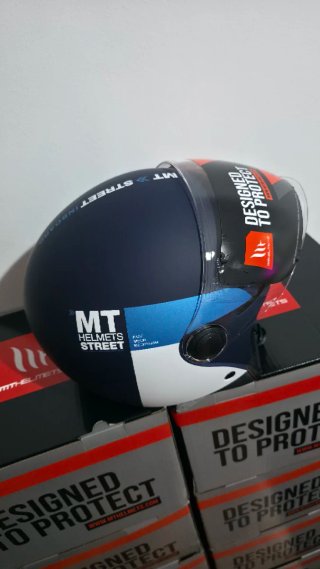 Casco Jet MT Street Azul/Blanco Talla L