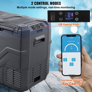 Refrigerador de Coche, Congelador Portátil de Doble Zona de 39 L, Refrigerador de Coche de 12 Voltios, Rango Ajustable de -4℉-68℉, Enfriador de Compresor de 12/24V DC y 100-240V AC para Exterior, ...