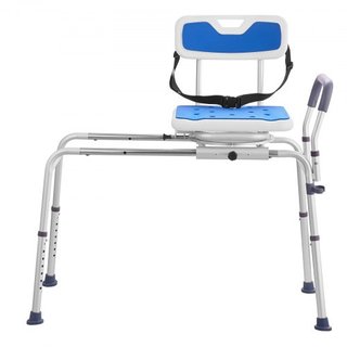 Banco de Transferencia para Bañera Deslizante con Asiento Giratorio de 360 Grados, Banco de Transferencia para Bañera Ajustable en Altura con Reposabrazos y Cinturón de Seguridad, Silla de Ducha A...