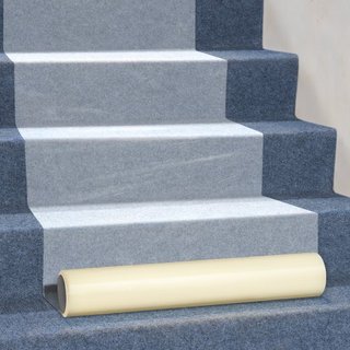 Película de Protección para Alfombra, 24" x 50' Escudo para Suelos y Superficies con Respaldo Autoadhesivo y Fácil Instalación, Rollo Protector de Alfombra de Polietileno para Construcción y Renov...