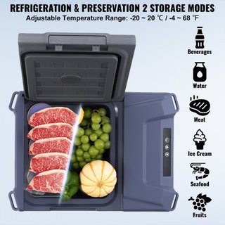 Refrigerador de Coche, Refrigerador de Coche de 12 Voltios, Congelador Portátil de Zona Única de 9 L, Rango Ajustable de -4℉ a 68℉, Enfriador de Compresor de 12/24V CC y 100-240V CA para Exterior,...