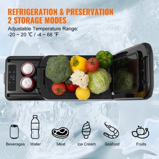 Refrigerador de Coche, Refrigerador de Apoyabrazos de Coche de 12 Voltios, Congelador Portátil de Zona Única de 15 L, Rango Ajustable de -4℉-68℉, Enfriador de Compresor de 12/24V DC y 100-240V AC ...