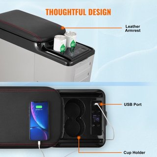 Refrigerador de Coche, Refrigerador de Apoyabrazos de Coche de 12 Voltios, Congelador Portátil de Zona Única de 15 L, Rango Ajustable de -4℉-68℉, Enfriador de Compresor de 12/24V DC y 100-240V AC ...