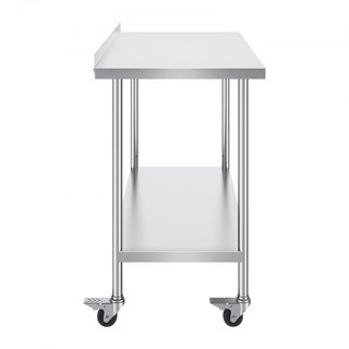 Mesa de Trabajo de Acero Inoxidable de 24 x 48 x 40 Pulgadas, Mesa de Preparación de Alimentos Comercial con Ruedas, Mesa de Trabajo Pesada, Mesa de Trabajo de Metal con Altura Ajustable para Rest...