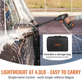 Limpiador a Presión Inalámbrico, 652-PSI 1.1 GPM Limpiador de Poder Portátil, Pistola de Lavado a Alta Presión de Mano con Batería de 4.0Ah, Cargador, Boquilla 6 en 1, para Limpieza de Hogar/Suelo...