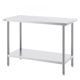 Mesa de Preparación de Trabajo de Acero Inoxidable Mesa de Trabajo Comercial Preparación de Alimentos 61x122x86 cm