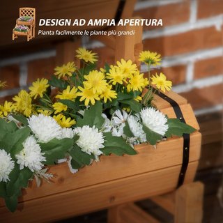 Jardinera Vertical de Media Barrica para Exterior, Jardinera Elevada con Enrejado de Madera de Abeto, 45X45X80 Cm
