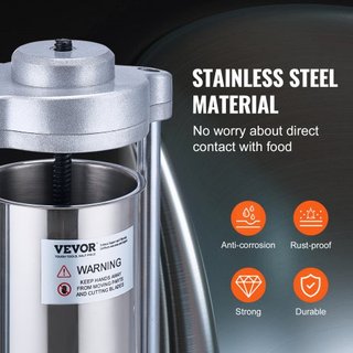 Máquina de Embutir Salchichas Manual, 2 L / 5 LBS Máquina Vertical de Embutir Salchichas con Abrazadera Tipo G, Barril de Acero Inoxidable de Grado Alimenticio 304 con 2 Tubos de Relleno, para Coc...