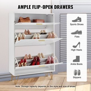 Armario para Zapatos con 3 Cajones Plegables, Armario de Almacenamiento de Zapatos para la Entrada, Organizador de Almacenamiento de Zapatos de Pie para Tacones, Botas, Pantuflas en el Pasillo, Sa...