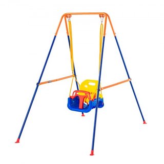 Juegos de Columpios para el Patio, Juego de Columpios para Niños de 3 en 1 con 4 Sacos de Arena, Estructura de Metal Plegable, Fácil de Montar, Columpio Interior/Exterior para Niños de 3-6 Años, J...