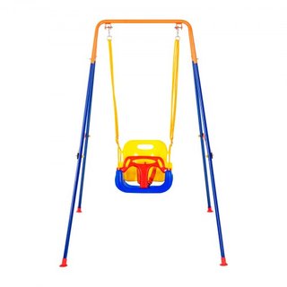 Juegos de Columpios para el Patio, Juego de Columpios para Niños de 3 en 1 con 4 Sacos de Arena, Estructura de Metal Plegable, Fácil de Montar, Columpio Interior/Exterior para Niños de 3-6 Años, J...
