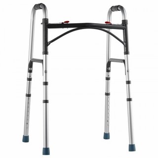 Andador Plegable, Andadores Plegables de 2 Botones con Altura Ajustable de 8 Niveles y Mangos Duraderos, Ayuda de Movilidad de Aluminio Ligero para Ancianos, Discapacitados y Personas con Movilida...