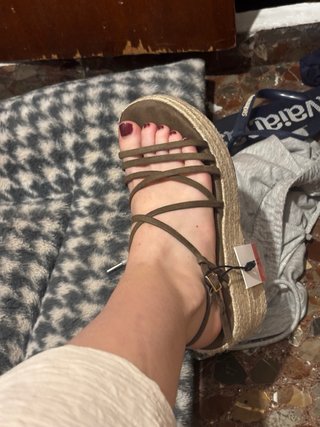 Sandalias Lefties Marrones Cuña Esparto