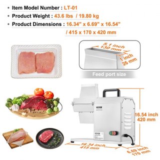 Ablandador de Carne Comercial, Herramienta de Cocina de Acero Inoxidable de Alta Resistencia con Mango, Pinzas para Carne y Cepillo de Limpieza, Máquina Ablandadora de Carne Eléctrica de 450W para...