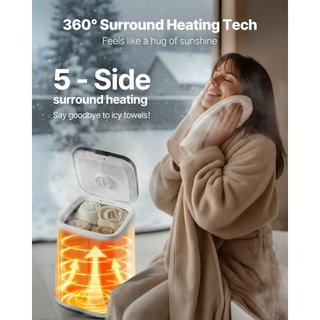 Calentadores de Toallas para Baño, Cubo Calentador de Toallas con Bloqueo para Niños y Indicador de Alta Temperatura y Temporizador de Retraso de 24H y Apagado Automático, Acomoda hasta 4 Toallas ...