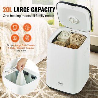 Calentadores de Toallas para Baño, Cubo Calentador de Toallas con Bloqueo para Niños y Indicador de Alta Temperatura y Temporizador de Retraso de 24H y Apagado Automático, Acomoda hasta 4 Toallas ...