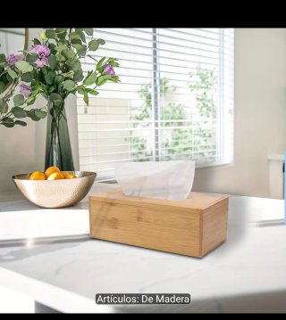 Caja de pañuelos de madera de bambú