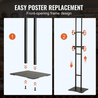 Soporte para Póster, Altura Ajustable hasta 1905 mm, Soporte de Señal de Pedestal Doble Cara de Alta Resistencia, Soporte de Señal de Pie para Banner con Base Absorbente de Choques para Exhibición...