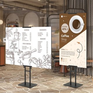 Soporte para Póster, Altura Ajustable hasta 1905 mm, Soporte de Señal de Pedestal Doble Cara de Alta Resistencia, Soporte de Señal de Pie para Banner con Base Absorbente de Choques para Exhibición...