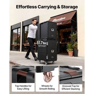 Transportador de Comida Aislado, Caja Térmica de 120 L para Catering, Transportador de Comida de LLDPE con Doble Hebilla, Calentador de Comida de Carga Frontal con Mangos, Cargador de Extremo con ...