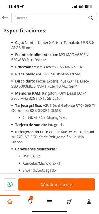 PC Gaming Ryzen 7 5800X RTX 4060 Ti