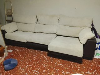 Sofá Cherlon 4 plazas beige y marrón