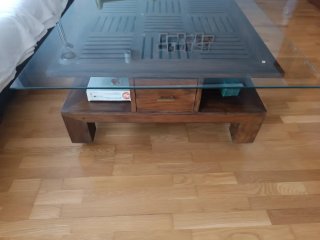 Mesa de centro madera y cristal colonial