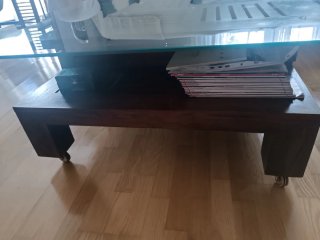 Mesa de centro madera y cristal colonial