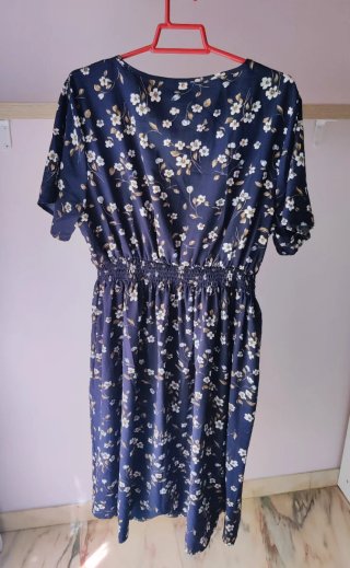 Vestido Midi Azul Flores Talla Grande Verano