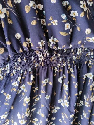 Vestido Midi Azul Flores Talla Grande Verano