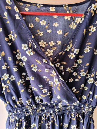 Vestido Midi Azul Flores Talla Grande Verano