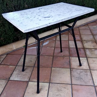 Mesa de jardín Bistró Antigua Mármol y Metal 1930
