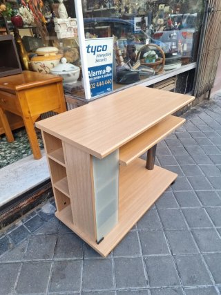 Mueble TV con Ruedas Madera y Cristal