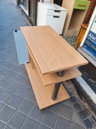 Mueble TV con Ruedas Madera y Cristal