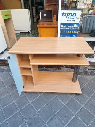 Mueble TV con Ruedas Madera y Cristal