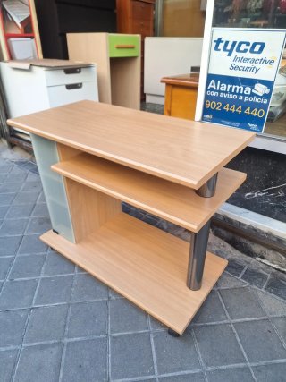 Mueble TV con Ruedas Madera y Cristal