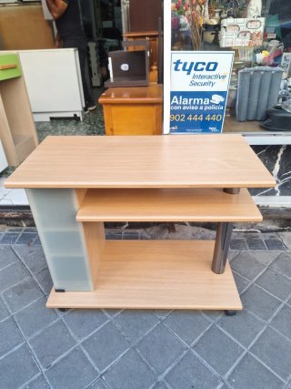 Mueble TV con Ruedas Madera y Cristal