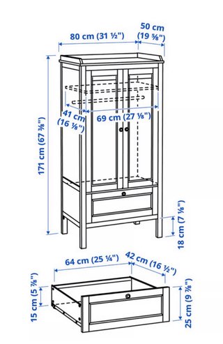 Armario SUNDVIK Ikea blanco 80x50x171 cm