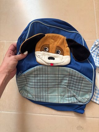Mochila infantil perrito azul y marrón