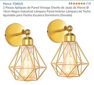 Lámpara de pared dorada con rejilla geométrica