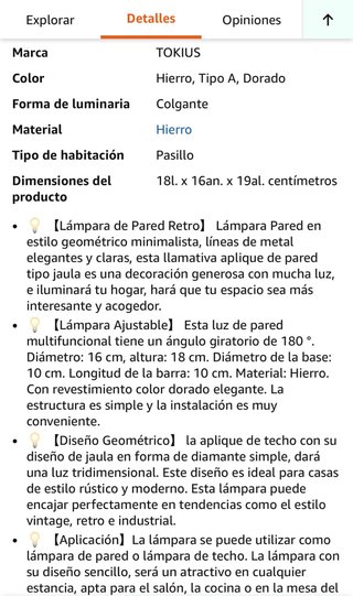 Lámpara de pared dorada con rejilla geométrica