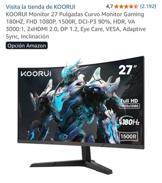 Monitor Curvo KOORUI 27 Gaming 180Hz FHD