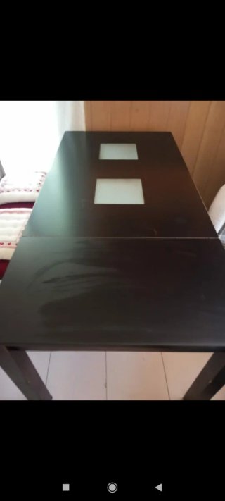 Mesa de comedor vintage madera y cristal. Y sillas