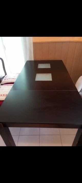 Mesa de comedor vintage madera y cristal. Y sillas