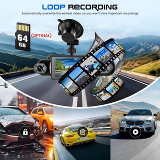 CAMECHO Dashcam 3'' 4 Canales 2K 360° WiFi GPS