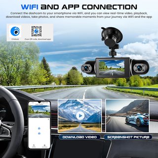 CAMECHO Dashcam 3'' 4 Canales 2K 360° WiFi GPS