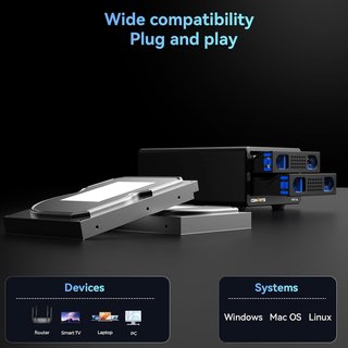 CENMATE Caja 2 Bahías 2.5-3.5 10Gbps Aluminio USB