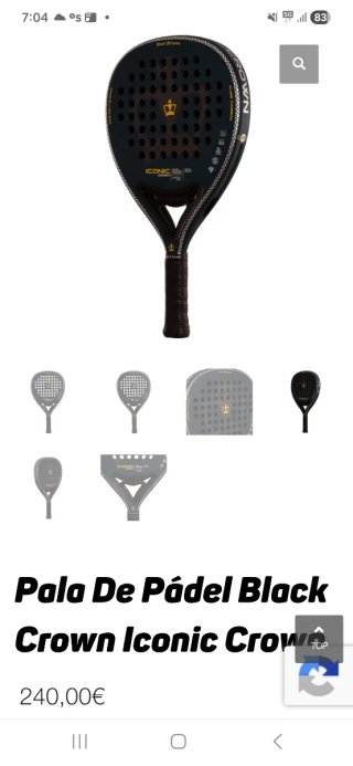 Pala Padel Black Crown Iconic Precintada